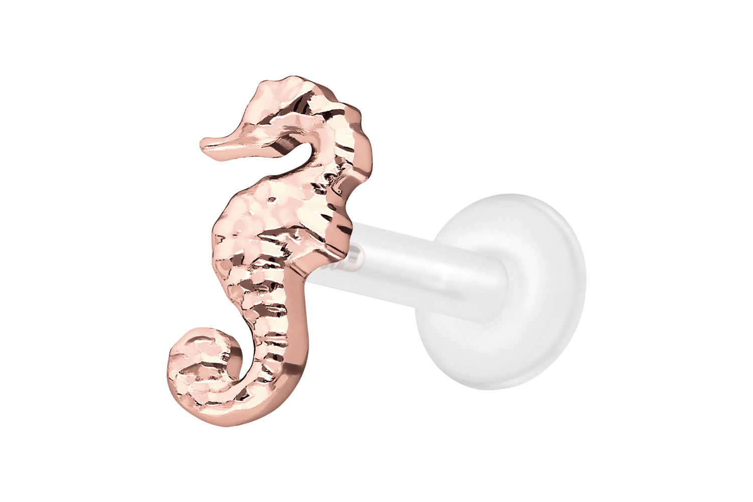 PTFE Labret Piercing mit Innengewinde + Titan-Aufsatz SEEPFERDCHEN